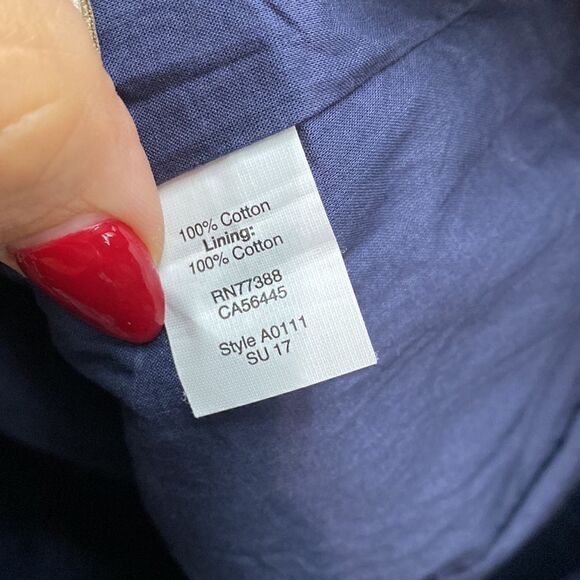 J. Crew Basketweave Cotton Mini Skirt Navy Blue Pineapple Print A0111 - Picture 11 of 11